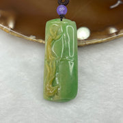 Type A Apple Green with Yellow Jade Jadeite Birds Pendant 22.14g 50.2 by 20.8 by 11.0 mm - Huangs Jadeite and Jewelry Pte Ltd