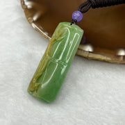 Type A Apple Green with Yellow Jade Jadeite Birds Pendant 22.14g 50.2 by 20.8 by 11.0 mm - Huangs Jadeite and Jewelry Pte Ltd