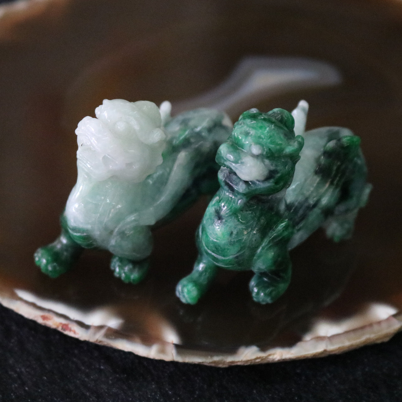 Pair of Pixiu Type A Burmese Jade Jadeite Tian Lu Feng Shui Wealth & Protection with NGI Cert - Huangs Jadeite and Jewelry Pte Ltd