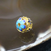 Gold Plated Copper Blue Flower Charm - Huangs Jadeite and Jewelry Pte Ltd