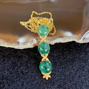 Type A Burmese Icy Jade Jadeite 18k Yellow Gold Pendant - 3.29g 36.7 by 8.2 by 5.8mm - Huangs Jadeite and Jewelry Pte Ltd