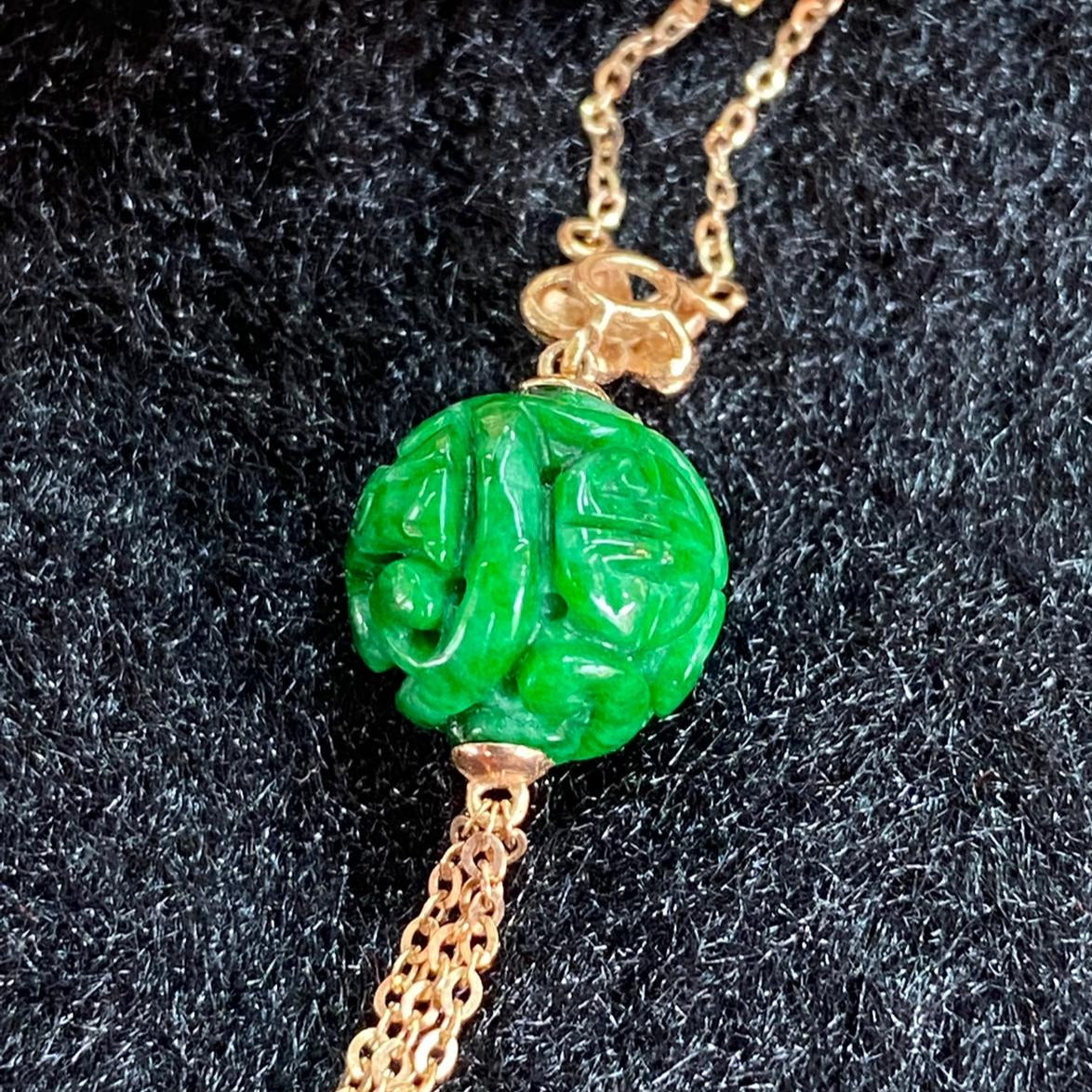 Type A Burmese Jade Jadeite 18k Rose Gold Pendant - 2.94g 10.7mm bead - Huangs Jadeite and Jewelry Pte Ltd