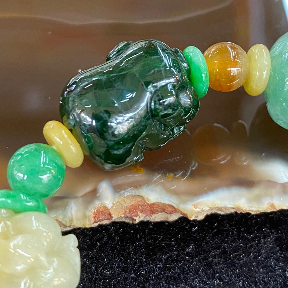 Type A Burmese Jade Jadeite Pig Piglets Bracelet - 54.46g each about 18.1 by 13.9mm - Huangs Jadeite and Jewelry Pte Ltd