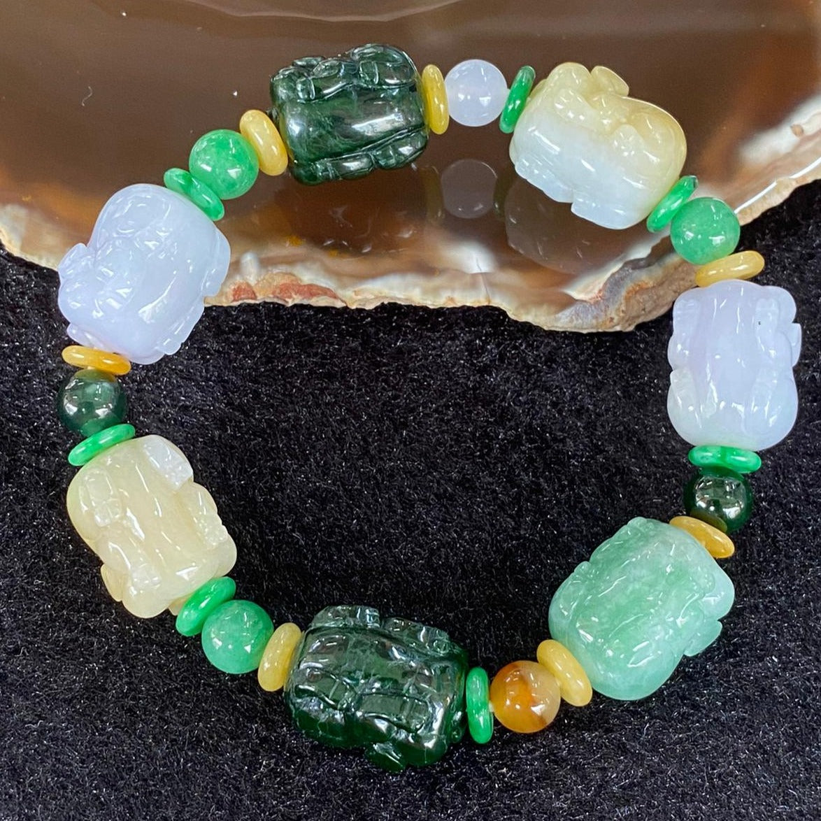 Type A Burmese Jade Jadeite Pig Piglets Bracelet - 54.46g each about 18.1 by 13.9mm - Huangs Jadeite and Jewelry Pte Ltd