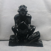 Black Jade Jadeite Monkey & Peach Display Piece - Longevity & Abundance - Huangs Jadeite and Jewelry Pte Ltd