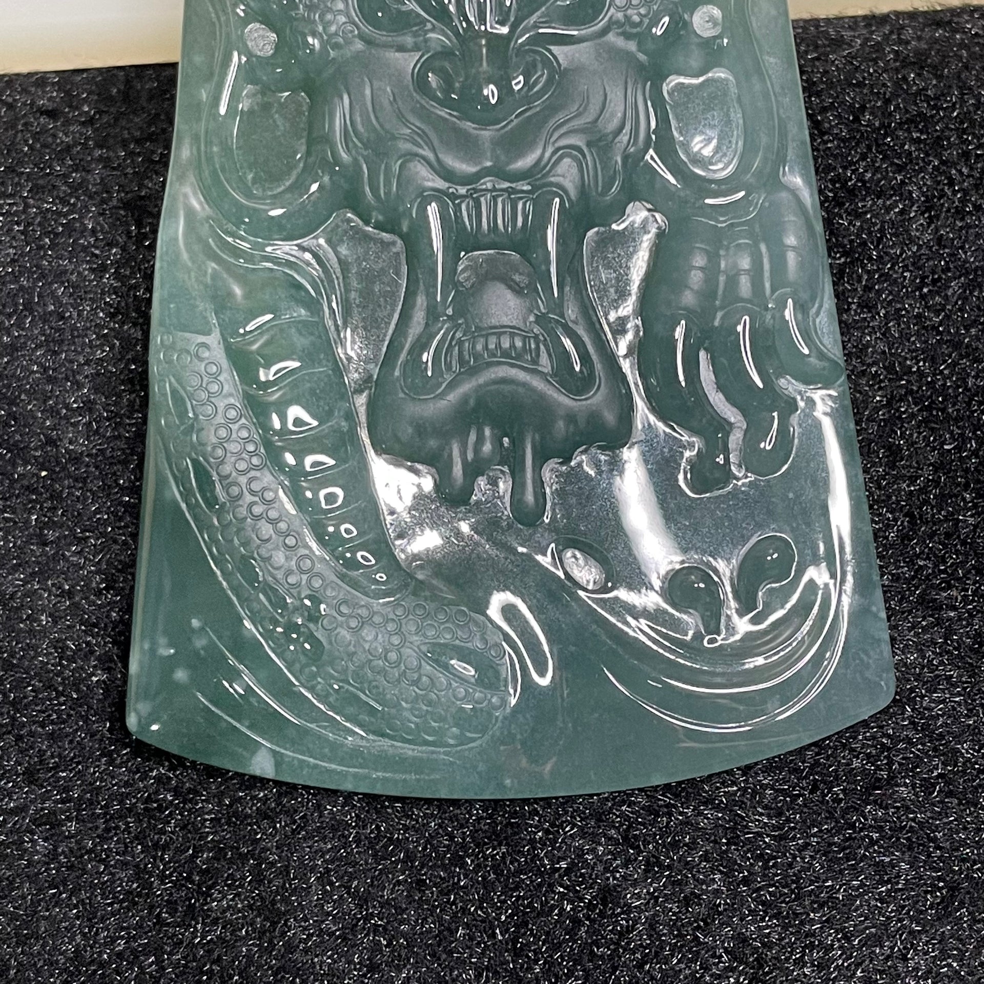 Type A Blueish Green Dragon Jade Jadeite 47.59g 69.1 by 47.5 by 9.5mm - Huangs Jadeite and Jewelry Pte Ltd