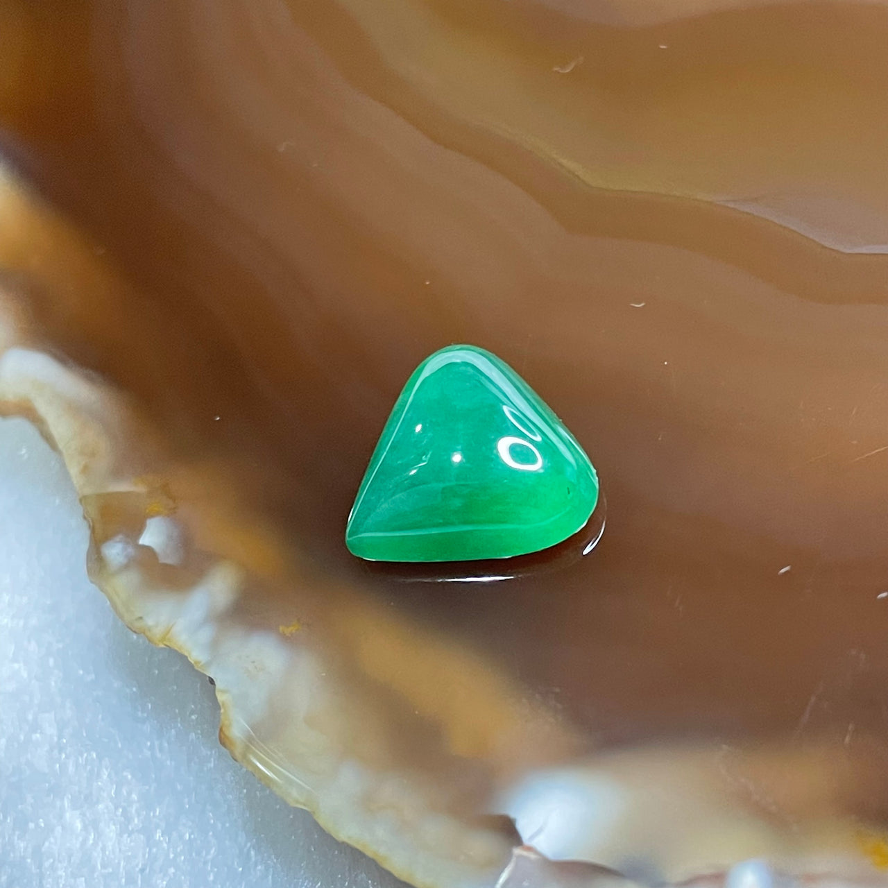 Type A Semi Icy Green Jade Jadeite 1.14g 12.0 by 12.7 by 4.8mm - Huangs Jadeite and Jewelry Pte Ltd