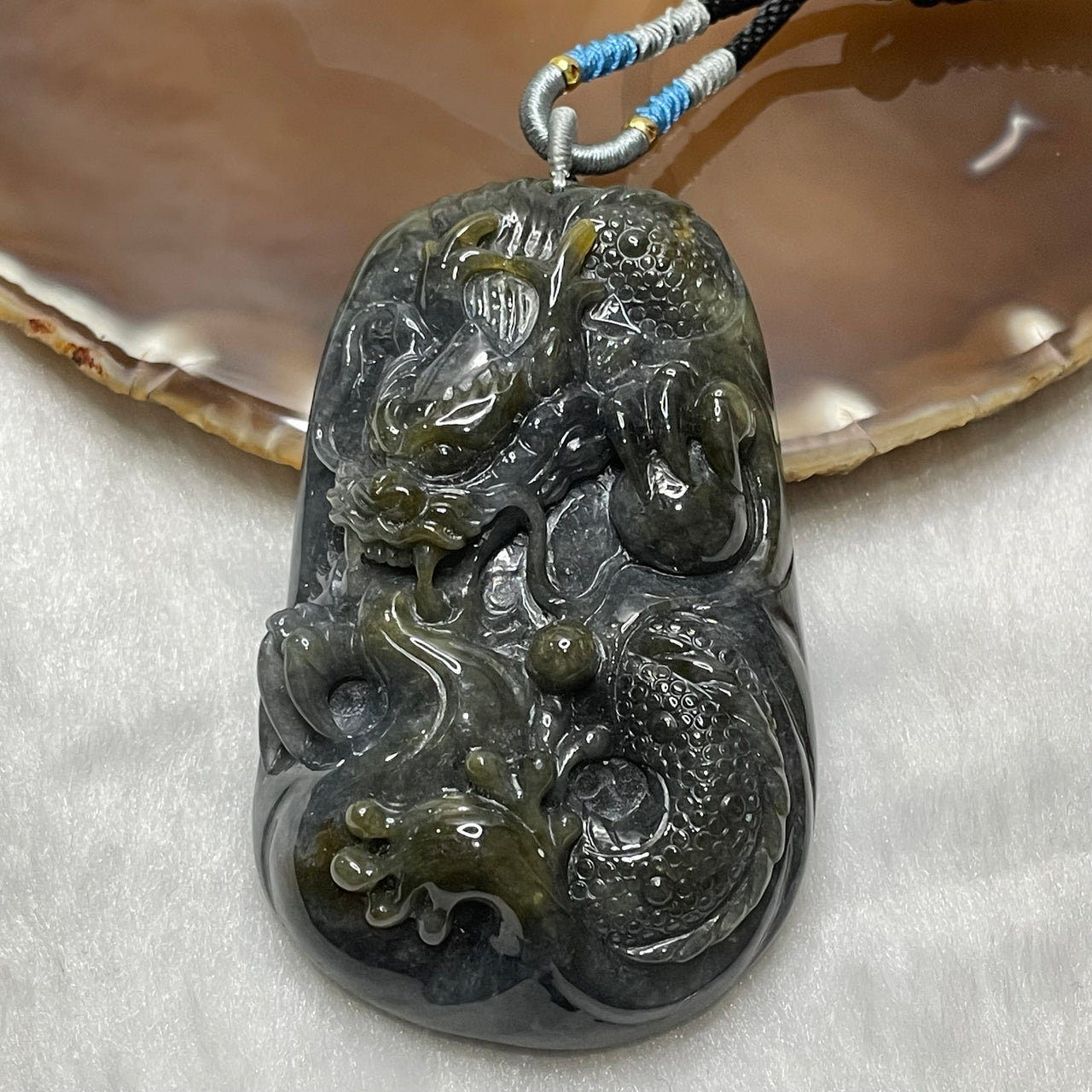 Type A Grey & Yellow Jade Jadeite Dragon 118.43g 74.4 by 46.8 by 21.1mm - Huangs Jadeite and Jewelry Pte Ltd