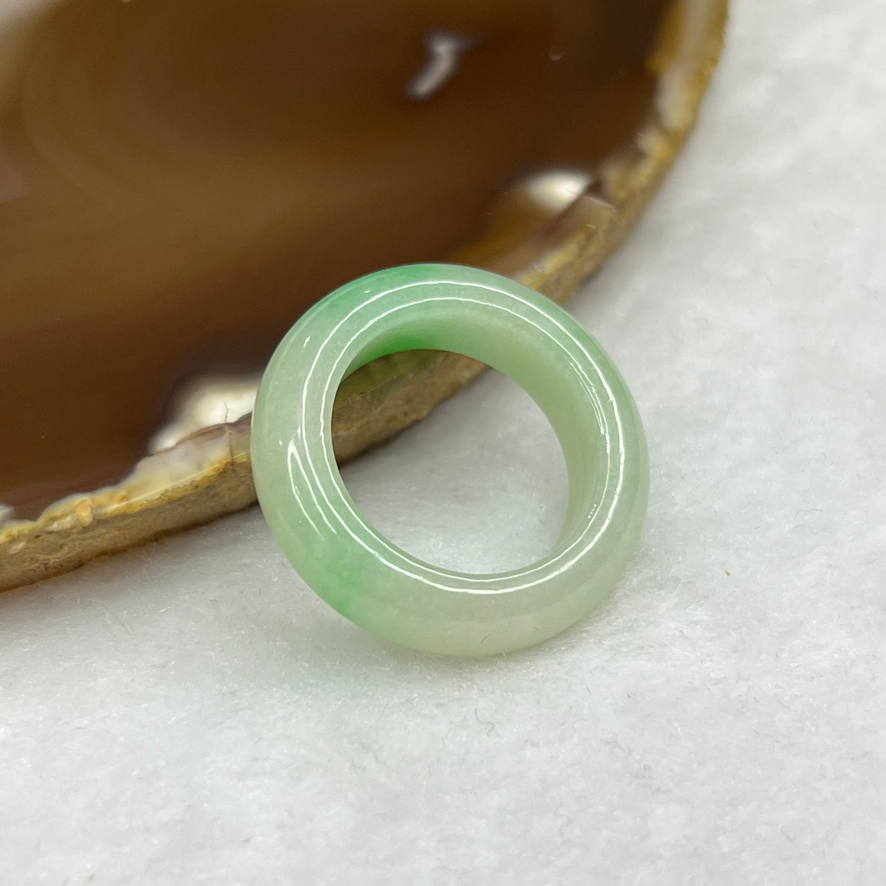 Type A Green Jade Jadeite Ring with Apple Green Patches - 5.95g US 8 HK 17.5 Inner Diameter 17.8mm Thickness 6.8 by 4.5mm - Huangs Jadeite and Jewelry Pte Ltd