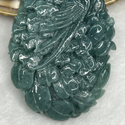 Type A RARE INTENSE Blue Jade Jadeite Phoenix Pendant 51.58g 66.4 by 45.7 by 9.9 mm Inner Diameter 53.4mm - Huangs Jadeite and Jewelry Pte Ltd