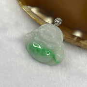 Type A Spicy Green Piao Hua Jade Jadeite Milo Buddha with 18K Gold Clasp -  6.11g 23.4 by 28.1 by 6.6mm - Huangs Jadeite and Jewelry Pte Ltd