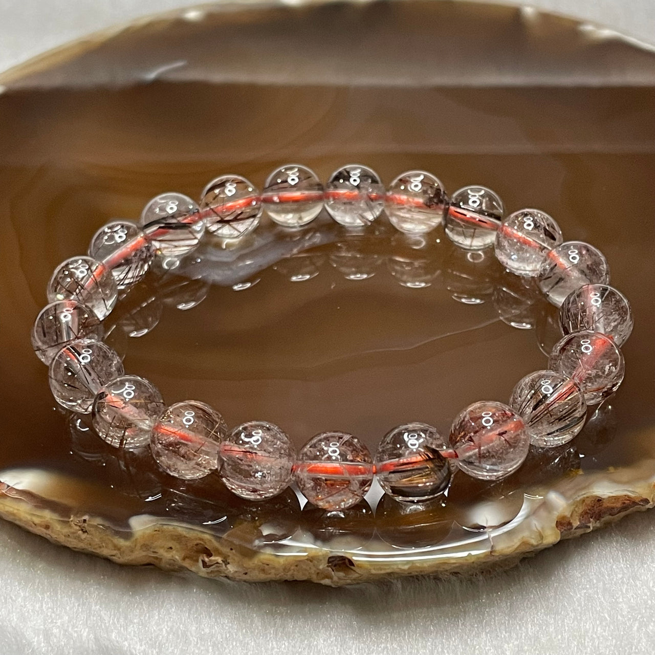 Natural Copper Rutilated Quartz 銅髮晶 26.78g 9.8mm/bead 21 beads - Huangs Jadeite and Jewelry Pte Ltd