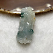 Type A Faint Green Piao Hua with Brownish Red Spots Jade Jadeite Pixiu Charm - 17.3g 37.9 by 16.1 by 18.2mm - Huangs Jadeite and Jewelry Pte Ltd