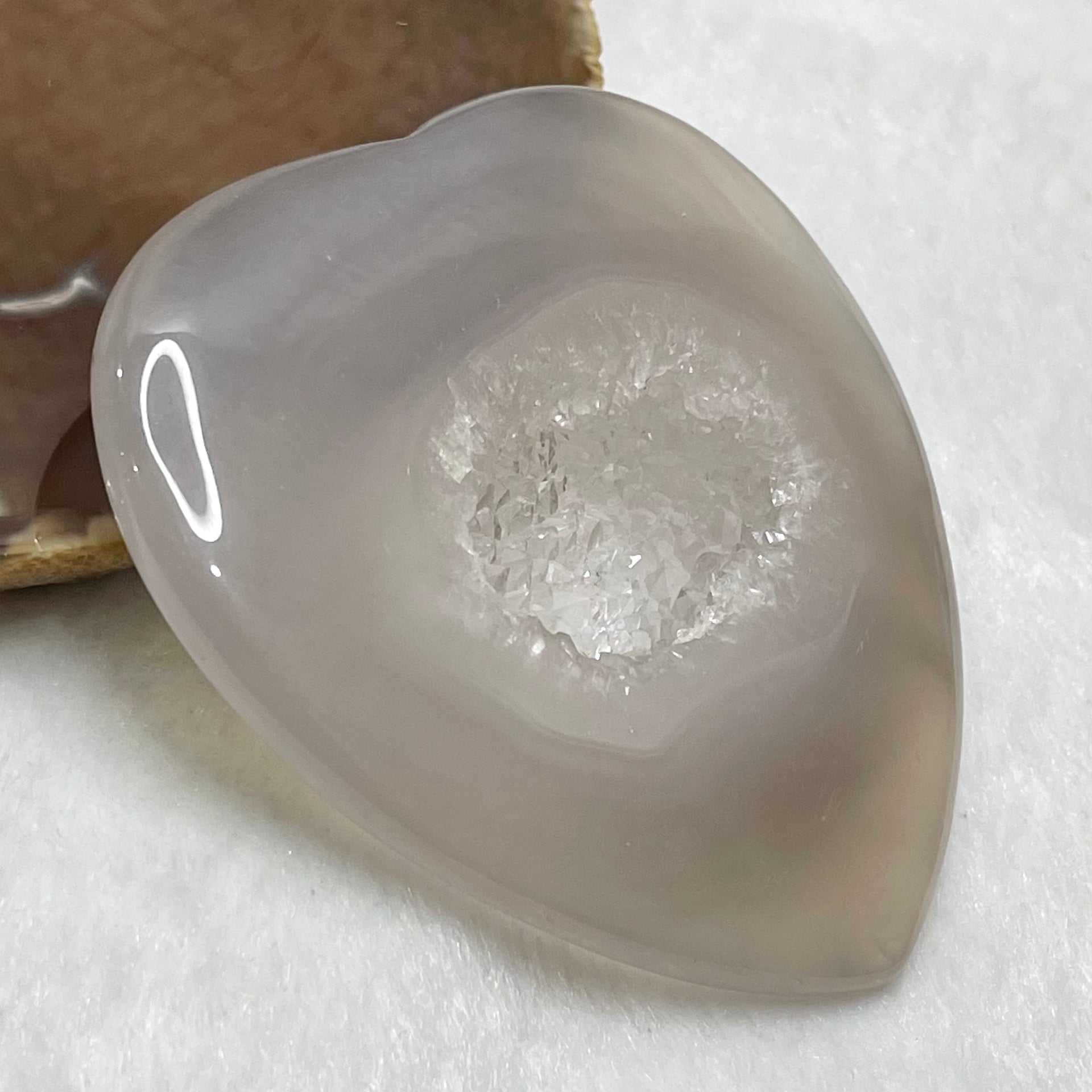 Natural Agate Crystal Heart - 98.2g 74.3 by 76.5 by 11.5mm - Huangs Jadeite and Jewelry Pte Ltd