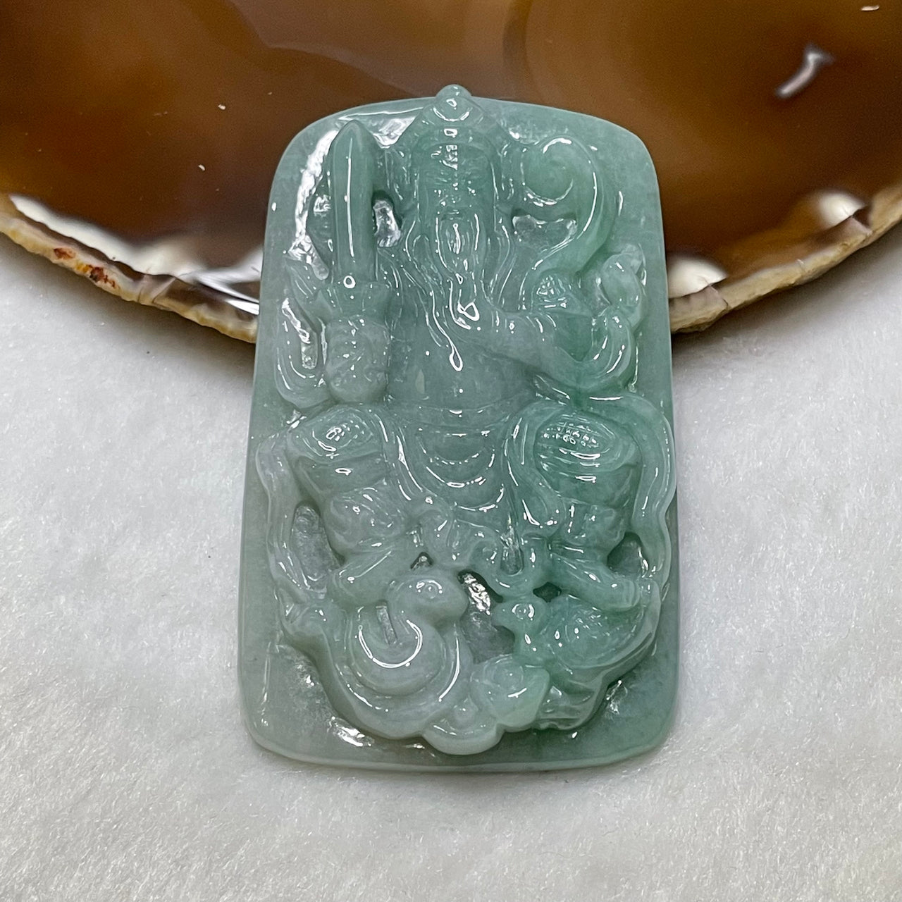 Rare Carving Type A Green Jade Jadeite Xuan Tian Shang Di (玄天上帝) 87.54g 77.4 by 46.7 by 12.0mm - Huangs Jadeite and Jewelry Pte Ltd