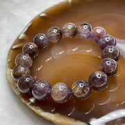 Natural Amethyst Cacoxenite Crystal Bracelet 45.16g 12.9mm/bead 16 beads - Huangs Jadeite and Jewelry Pte Ltd