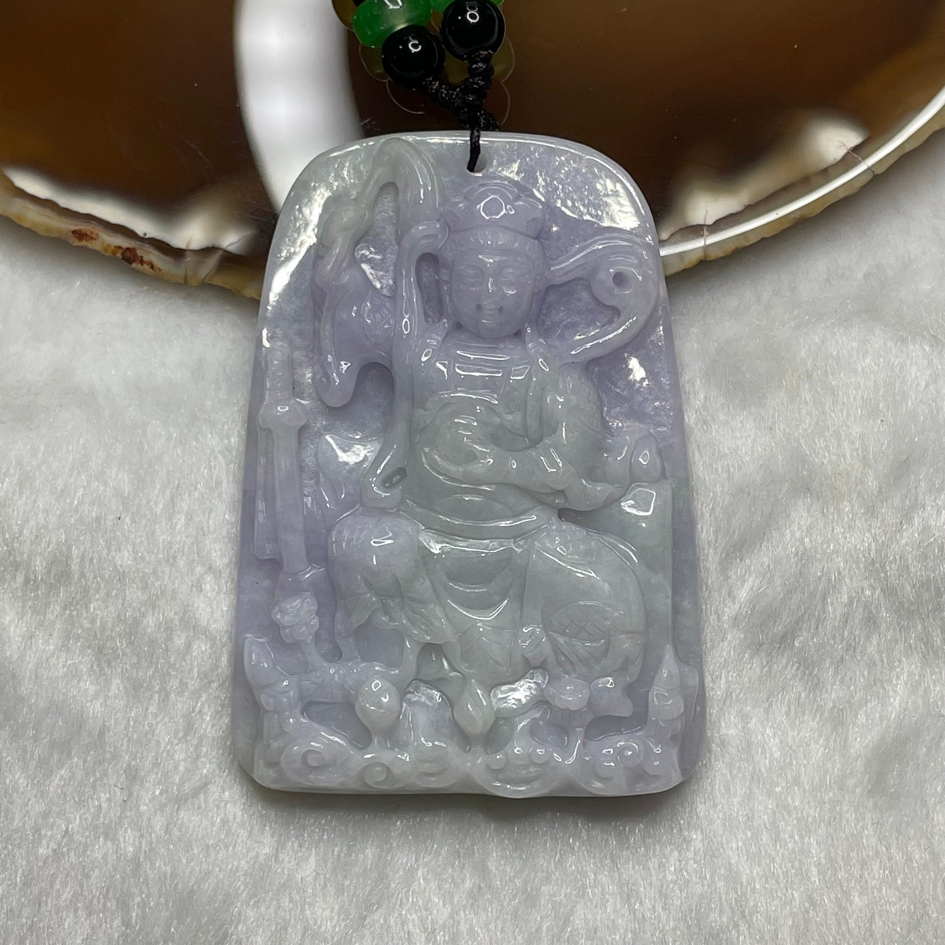 Type A Goddess Jiu Tian Xuan Nü 九天玄女 Lavender Jade Jadeite 61.17g 62.2 by 44.5 by 9.5mm - Huangs Jadeite and Jewelry Pte Ltd