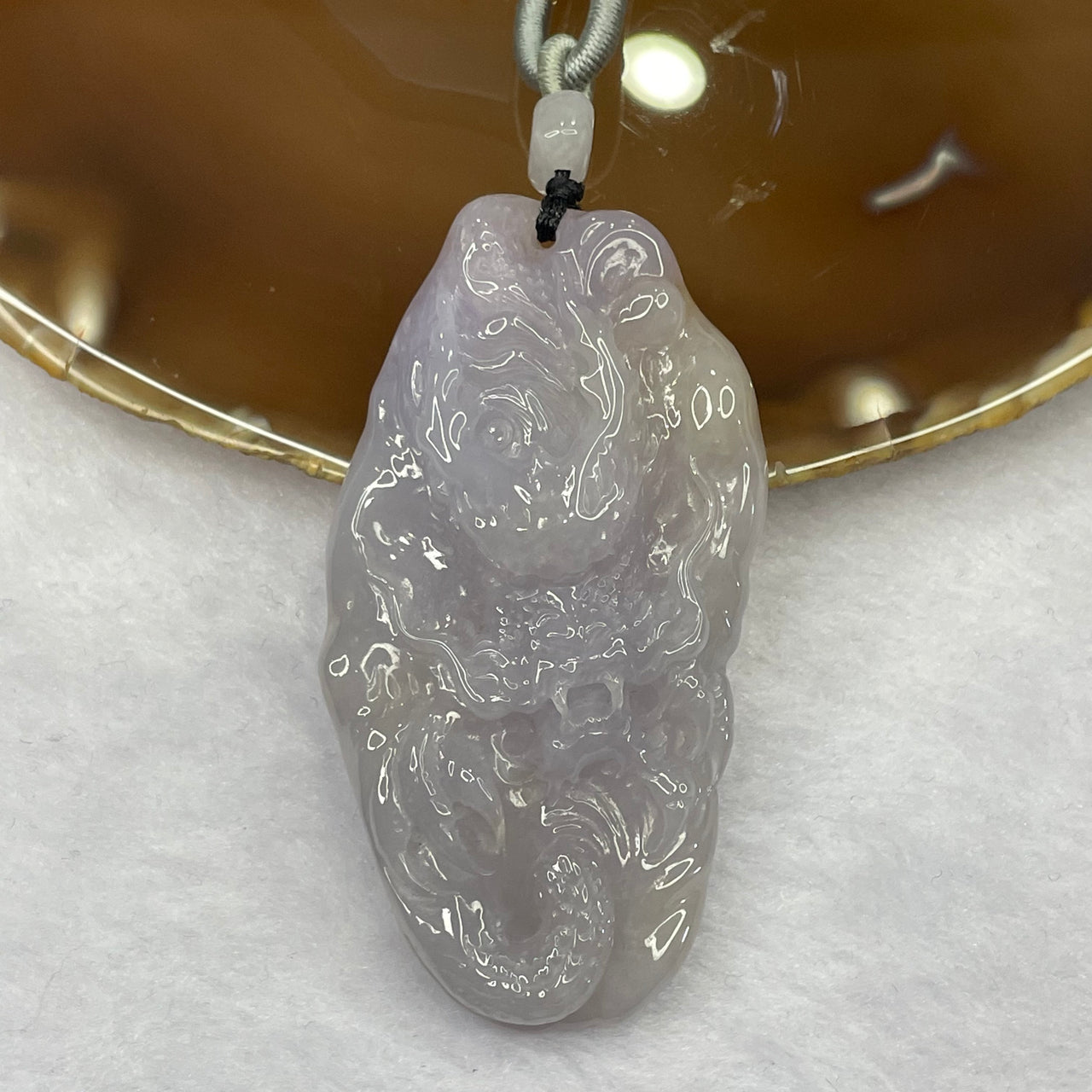 Type A Lavender Yellow Red Jade Jadeite Dragon Pendant 38.99g 66.0 by 34.0 by 10.2mm - Huangs Jadeite and Jewelry Pte Ltd