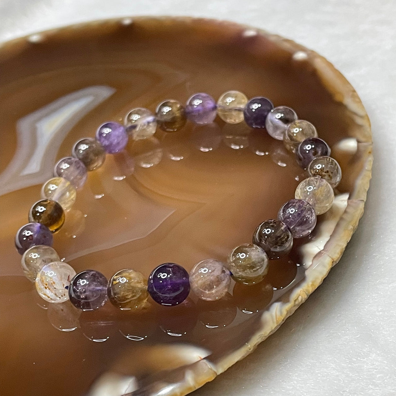 Natural Purple Titanium Crystal Bracelet 15.36g 7.9mm/bead 23 beads - Huangs Jadeite and Jewelry Pte Ltd