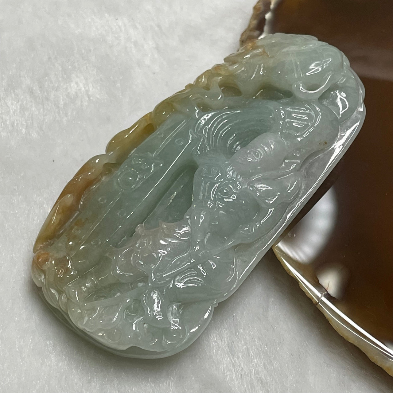 Type A Yellow & Green Jade Jadeite Sun Wu Kong Powerful Feng Shui Pendant 64.44g 79.6 by 40.2 by 10.8mm - Huangs Jadeite and Jewelry Pte Ltd