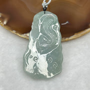 Type A Icy Green Jadeite Dragon Pendant 56.88g 74.0 by 42.4 by 9.6 mm - Huangs Jadeite and Jewelry Pte Ltd