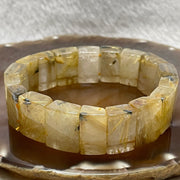 Natural Golden Rutilated Quartz Bracelet 手牌 - 75.17g 18.6 by 13.4 by 8.1mm/piece 18 pieces - Huangs Jadeite and Jewelry Pte Ltd