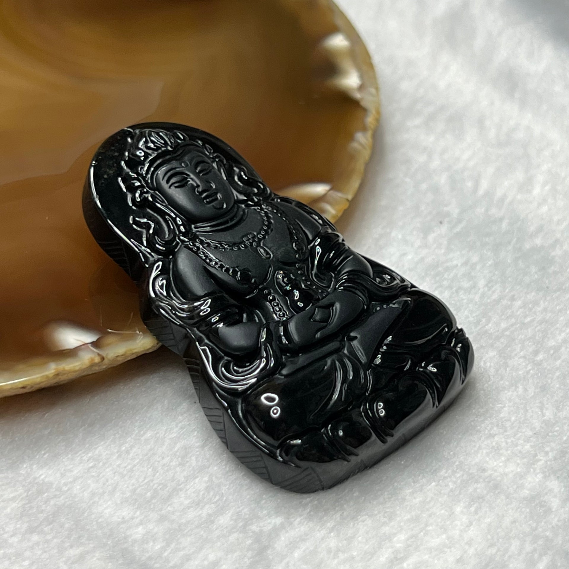 Type A Black Jade Jadeite Buddha Pendant 49.09g 61.7 by 41.3 by 9.9mm - Huangs Jadeite and Jewelry Pte Ltd