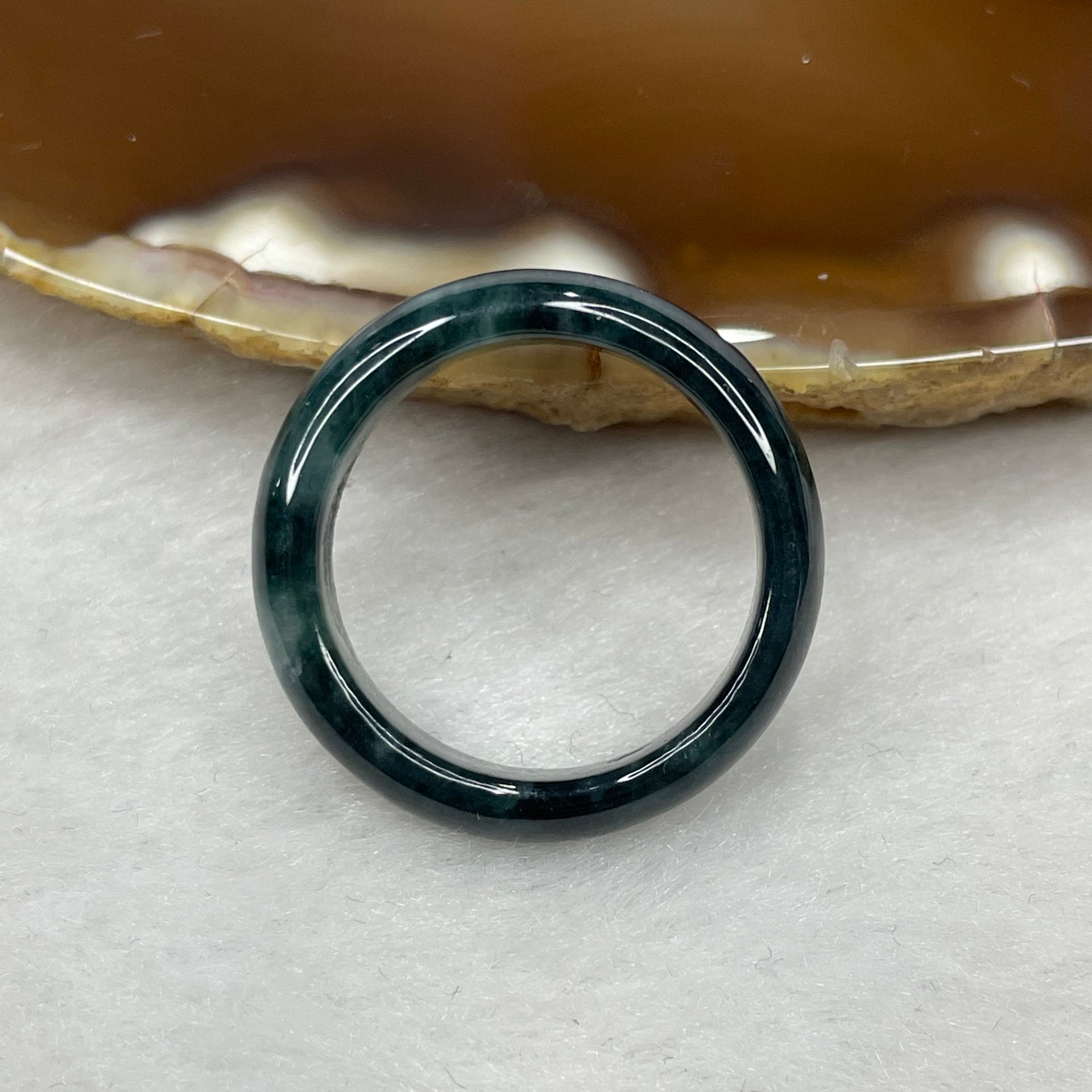 Type A Grey Jade Jadeite Ring - 3.90g US 8 HK 17.5 Inner Diameter 18.2mm Thickness 5.2 by 3.4mm - Huangs Jadeite and Jewelry Pte Ltd