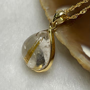 Natural Golden Rutilated Quartz 钛金 925 Silver Pendant & Chain 3.24g 22.1 by 13.5 by 6.3mm - Huangs Jadeite and Jewelry Pte Ltd