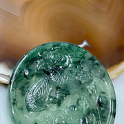 Type A Semi Icy Green Piao Hua Jade Jadeite Magpie 22.6g 51.8 by 51.8 by 4.0mm - Huangs Jadeite and Jewelry Pte Ltd