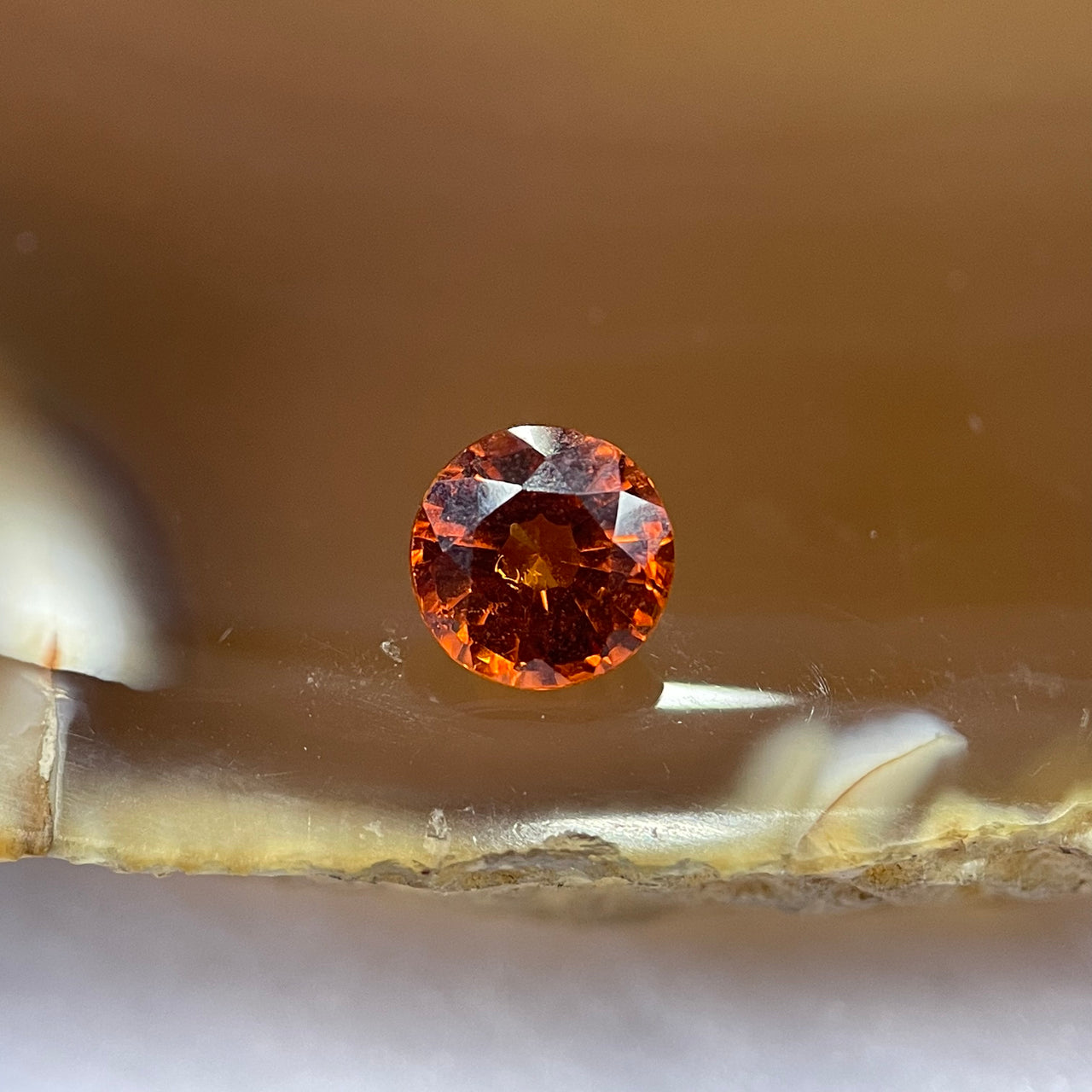 Natural Orange Red Garnet Crystal Stone for Setting - 0.80ct 5.1 by 5.1 by 3.3mm - Huangs Jadeite and Jewelry Pte Ltd