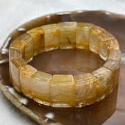 Natural Golden Rutilated Quartz Bracelet 手牌 - 71.40g 18.8 by 7.2mm/piece 18 pieces - Huangs Jadeite and Jewelry Pte Ltd