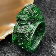 Rare Type A Burmese Jade Jadeite Old Mine Dragon Thumb Ring - 15.56g 37.5 by 15.8 by 28.2mm US 12 HK27 inner diameter 21.6mm - Huangs Jadeite and Jewelry Pte Ltd