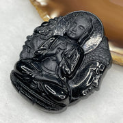 Type A Black Jade Jadeite Buddha Good and Evil Pendant 46.14g 49.6 by 44.1 by 12.4mm - Huangs Jadeite and Jewelry Pte Ltd