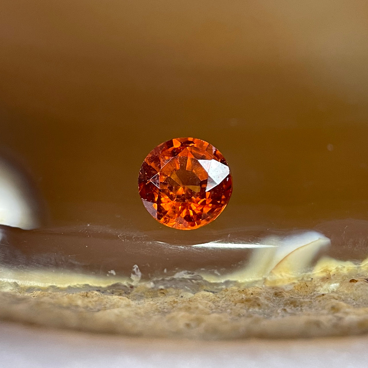 Natural Orange Red Garnet Crystal Stone for Setting - 0.70ct 4.9 by 4.9 by 3.1mm - Huangs Jadeite and Jewelry Pte Ltd