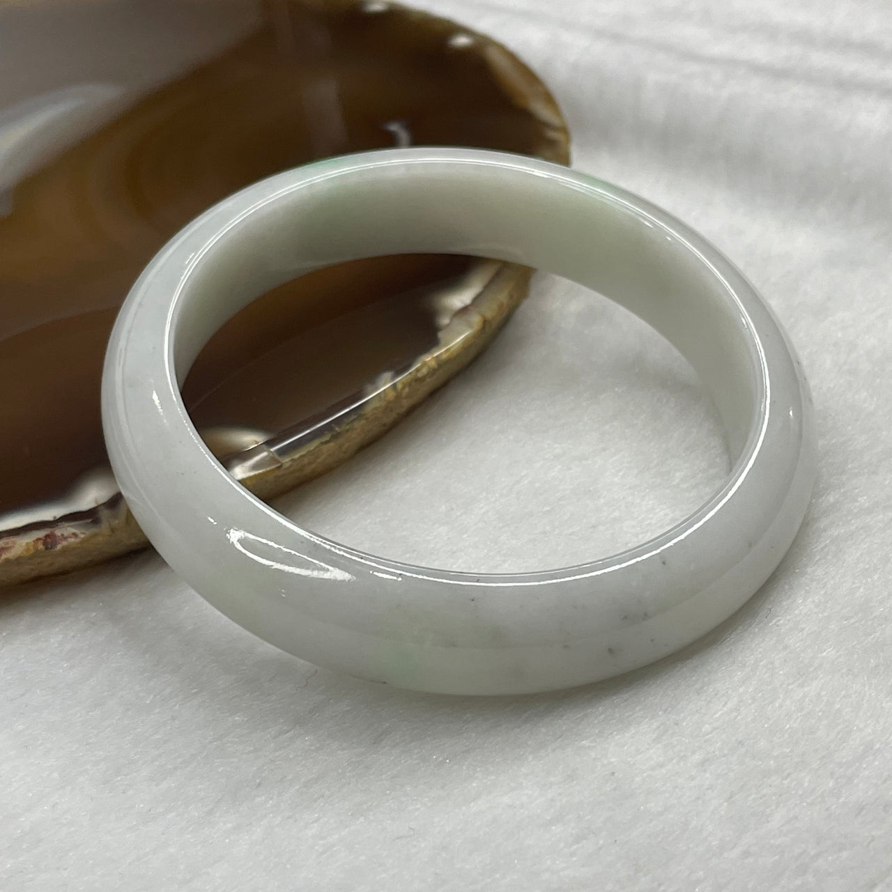 Type A Green Jadeite Bangle 55.18g inner diameter 58.6mm 13.4 by 7.5mm - Huangs Jadeite and Jewelry Pte Ltd