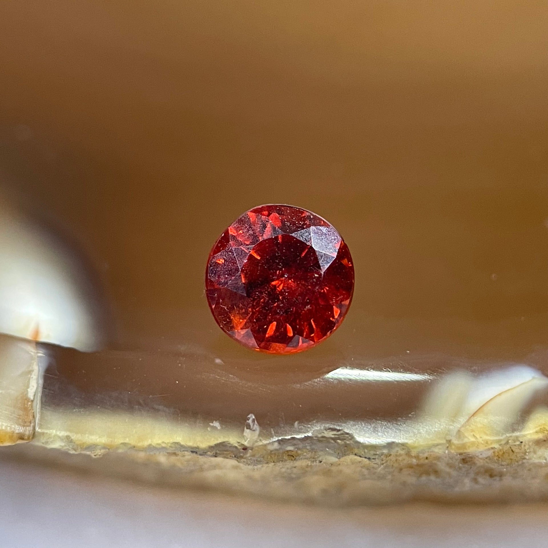 Natural Orange Red Garnet Crystal Stone for Setting - 0.80ct 5.2 by 5.2 by 3.7mm - Huangs Jadeite and Jewelry Pte Ltd