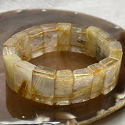 Natural Golden Rutilated Quartz Bracelet 手牌 - 62.93g 18.3 by 7.6mm/piece 18 pieces - Huangs Jadeite and Jewelry Pte Ltd