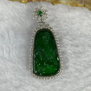 18K White Gold Type A Omphacite Blueish Green Jadeite Shan Shui with Diamonds and NGI Cert - 4.18g 22.96 by 13.06 - Huangs Jadeite and Jewelry Pte Ltd