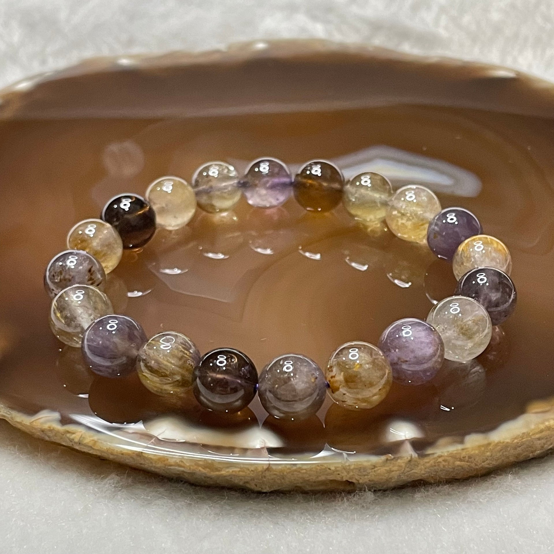 Natural Purple Titanium Crystal Bracelet 25.3g 9.9mm/bead 20 beads - Huangs Jadeite and Jewelry Pte Ltd