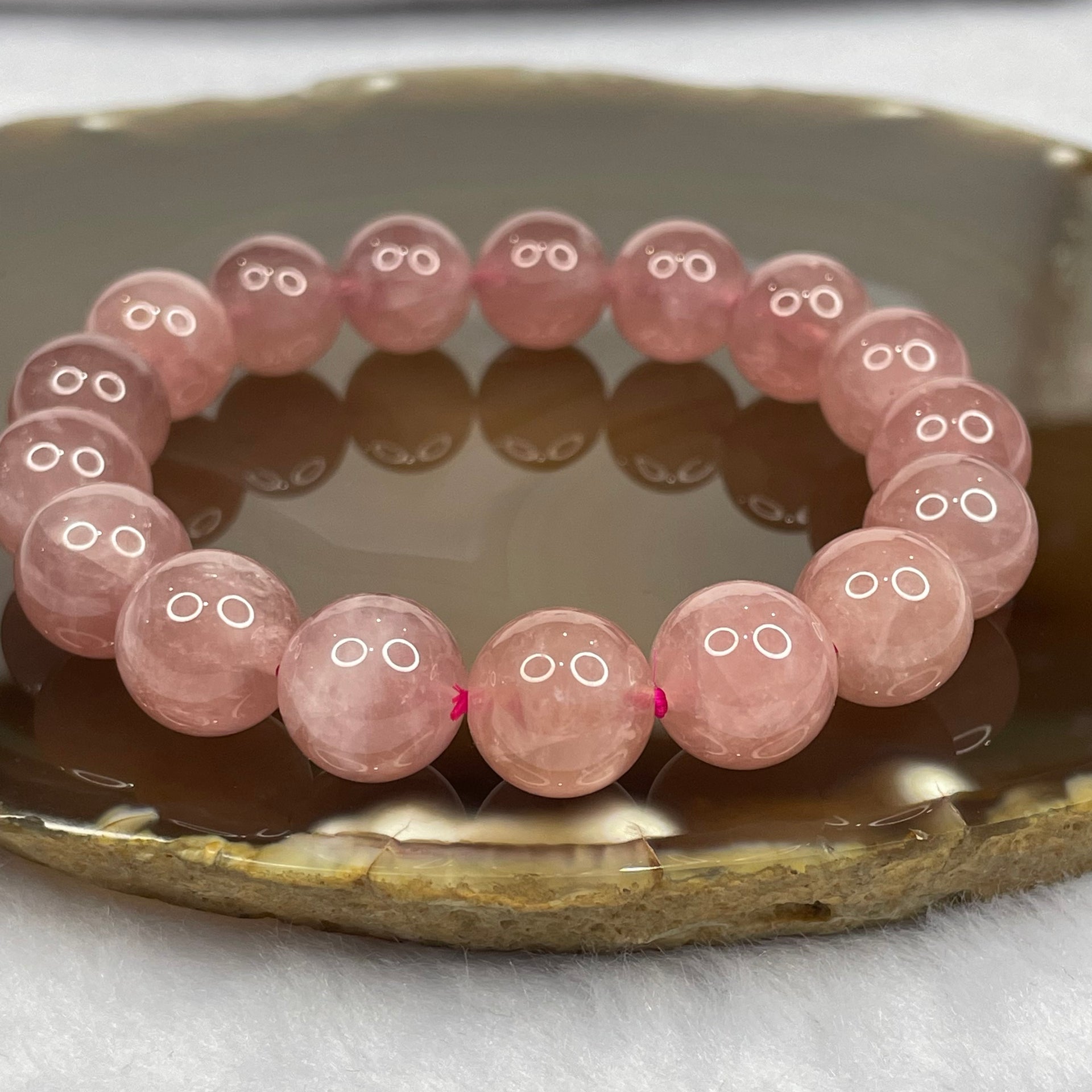 Natural Rose Quartz Bracelet - 42.09g 12.2mm/bead 17 Beads - Huangs Jadeite and Jewelry Pte Ltd