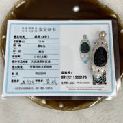 Type A Black Jade Jadeite Guan Yin With 925 Silver Setting 13.45g 58.2 by 19.3 by 9.4mm - Huangs Jadeite and Jewelry Pte Ltd