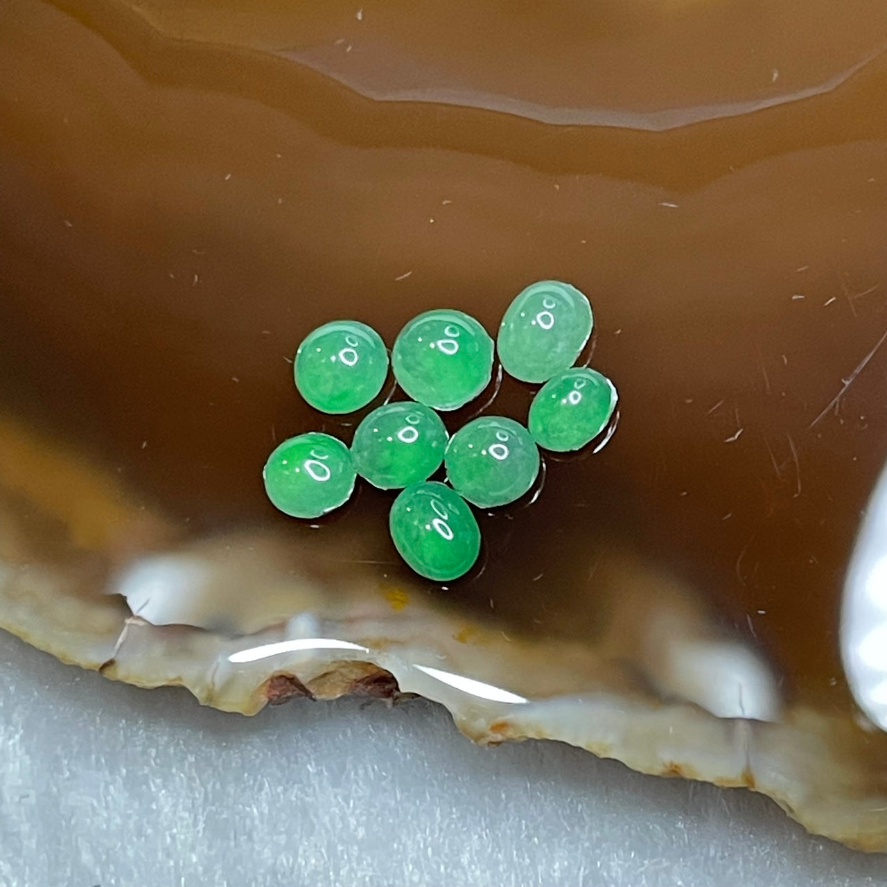 Type A Semi Icy Green Jade Jadeite Loose Stones 1.14g Estimate 5.6 by 5.6 by 3.7mm - Huangs Jadeite and Jewelry Pte Ltd