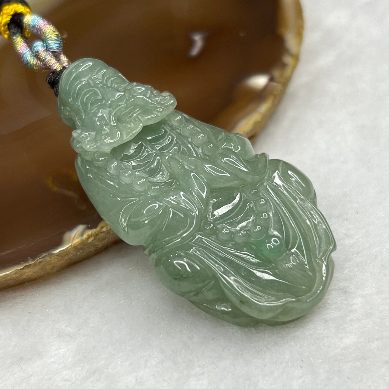 Type A Semi Icy Green Jade Jadeite Da Mo Pendant - 34.59g 57.2 by 31.7 by 12.7 mm - Huangs Jadeite and Jewelry Pte Ltd