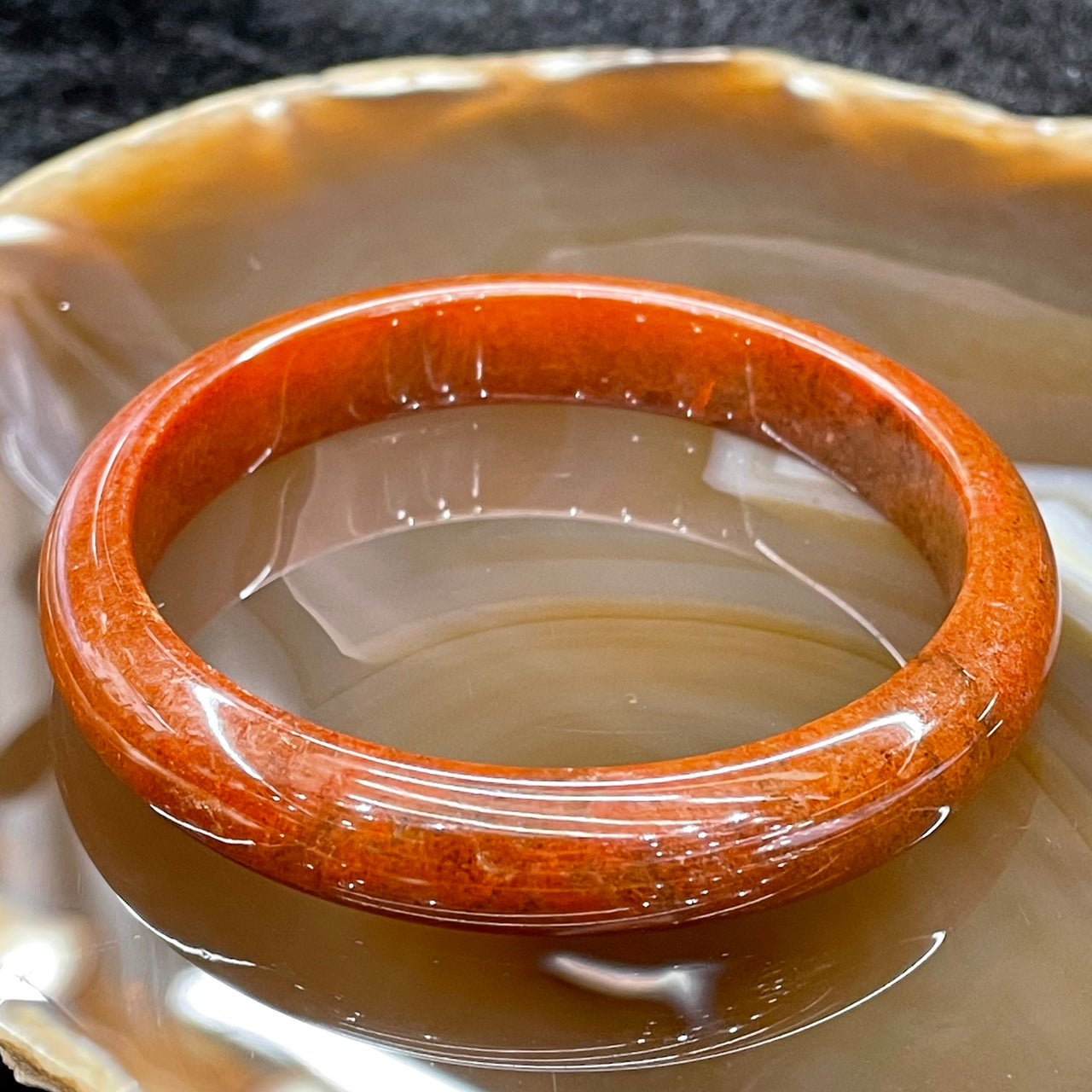 Type A Burmese Red Jade Jadeite Bangle - 38.98g 56.4mm inner diameter 10.9mm thickness - Huangs Jadeite and Jewelry Pte Ltd