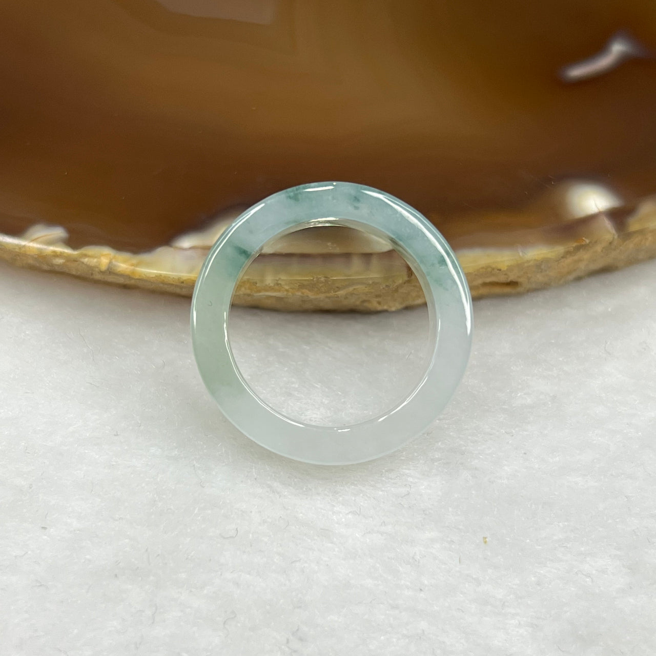 Type A Icy Green Piao Hua Jade Jadeite Ring - 4.43g US 7.75 HK 17 Inner Diameter 18.5mm Thickness 6.0 by 3.8mm - Huangs Jadeite and Jewelry Pte Ltd