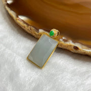 Type A Icy Jade Jadeite Wu Shi Pai Jade Jadeite 18k Yellow Gold 4.11g 35.3 by 12.6 by 5.9mm - Huangs Jadeite and Jewelry Pte Ltd