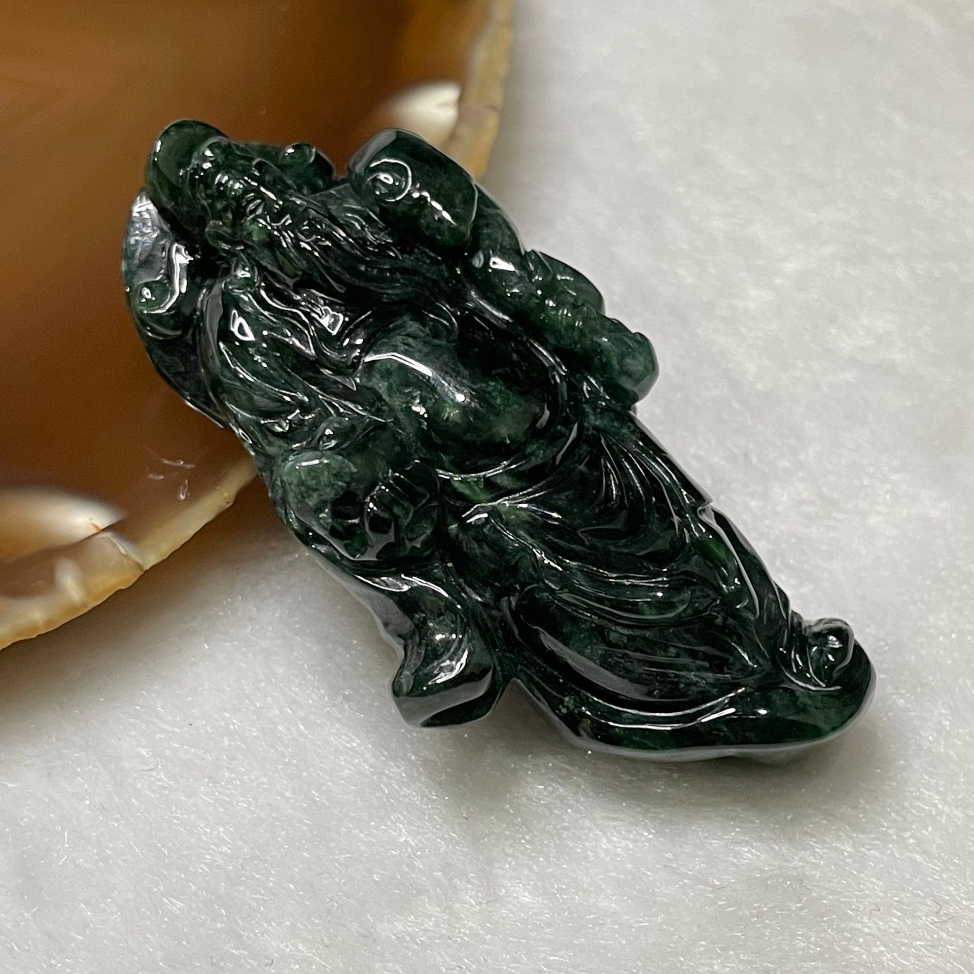 Type A Old Mine Jade Jadeite God of Fortune 36.6g 58.0 by 29.6 by 14.0mm - Huangs Jadeite and Jewelry Pte Ltd