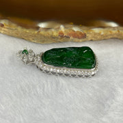 18K White Gold Type A Omphacite Blueish Green Jadeite Shan Shui with Diamonds and NGI Cert - 4.18g 22.96 by 13.06 - Huangs Jadeite and Jewelry Pte Ltd