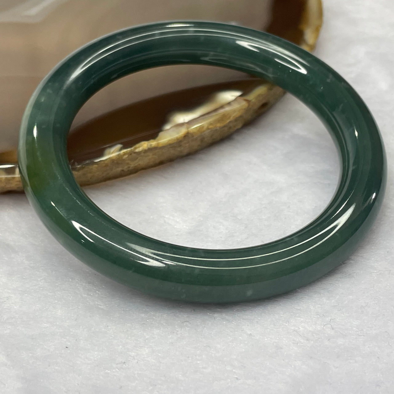 Type A Semi Icy Blueish Green Jadeite Bangle 51.18g inner diameter 55.7mm 9.6 by 9.6mm - Huangs Jadeite and Jewelry Pte Ltd